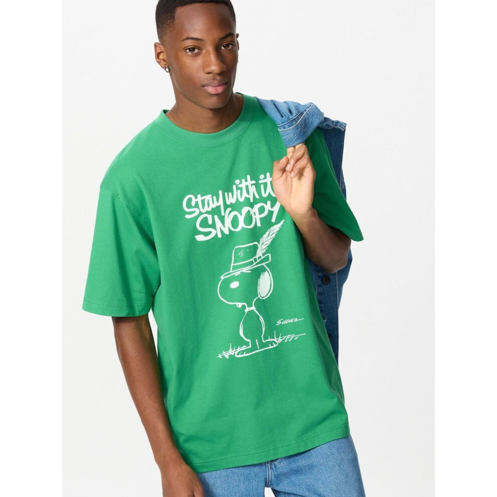 (54 GREEN/S) Uniqlo Japan Peanuts Ut Oversized Fit