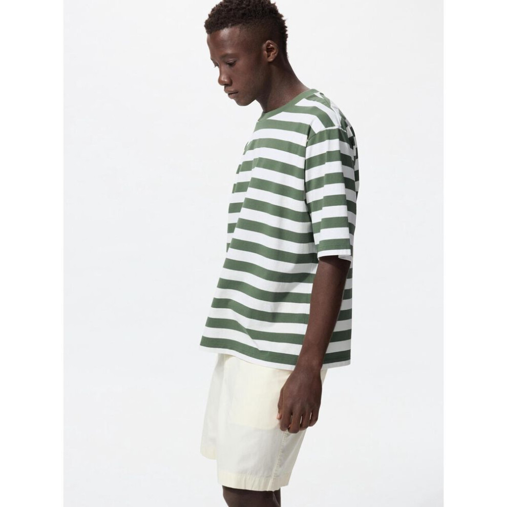 (54 GREEN/S) Uniqlo Japan Oversized STriped T shirT