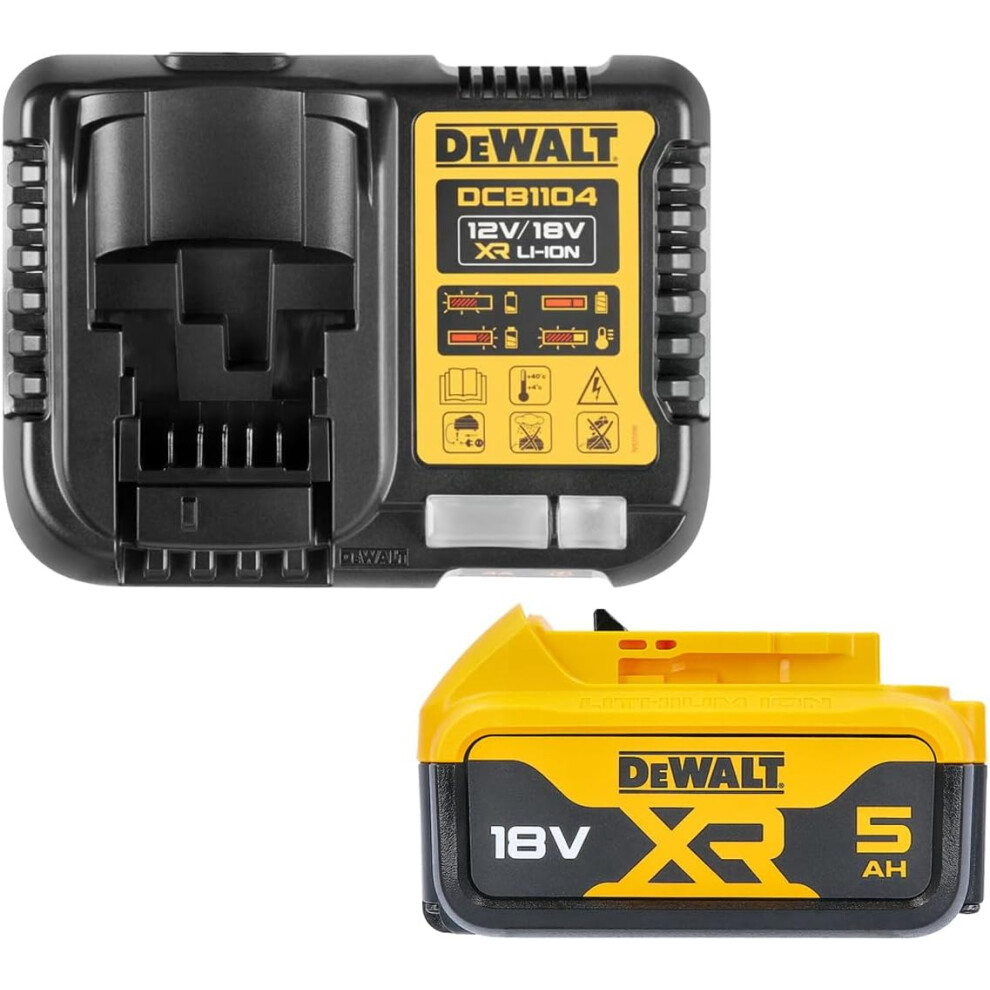 Dewalt Dcb184 5.0Ah 18V Xr Lithium Ion Battery + Dcb1104 Charger 90609756