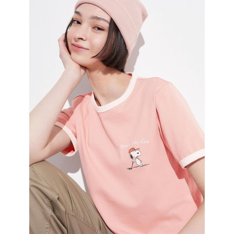 (11 PINK/3XL) Uniqlo Japan Peanuts Sports Club Ut  Short Sleeve Regular Fit
