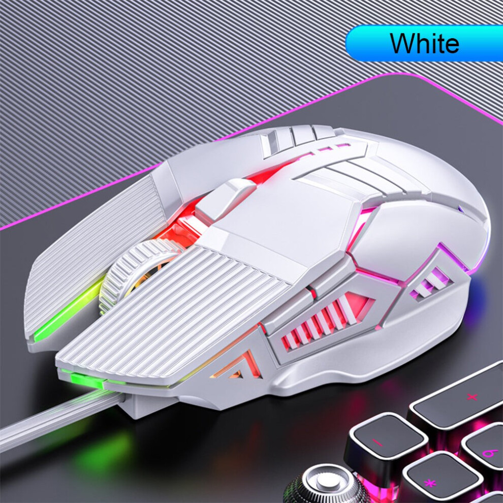 (Bianco Suono) Mouse Da Gioco Ergonomico Cablato 3200 Dpi Mouse Usb Gaming Rgb Mause Mouse Da Gioco