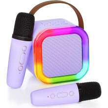 Karaokelaite lapsille aikuisille, kannettava Bluetooth-minikaiutin 2 langattomalla mikrofonilla