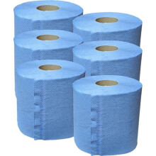 Blue Rolls 2ply Embossed Centre Feed Hygiene, Commercial/Kitchen Use Paper Hand Towel (Pack of 6) - mynutri
