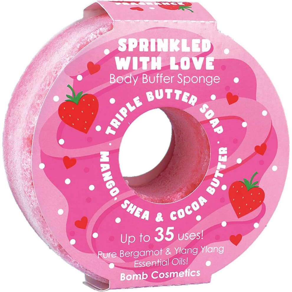 Body Buffer Soap Infused Sponge 2 in 1 Cleanse Exfoliate Moisturising Triple Butter Soap Sponge with Soap Inside Sprinkled with Love