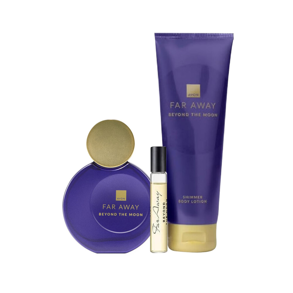 Far Away Beyond the Moon Eau de Parfum Set (Pack of 3) Contains Eau De Parfum, Body Lotion and Purse Spray, Oriental and Gourmand Scent, Long Lasting