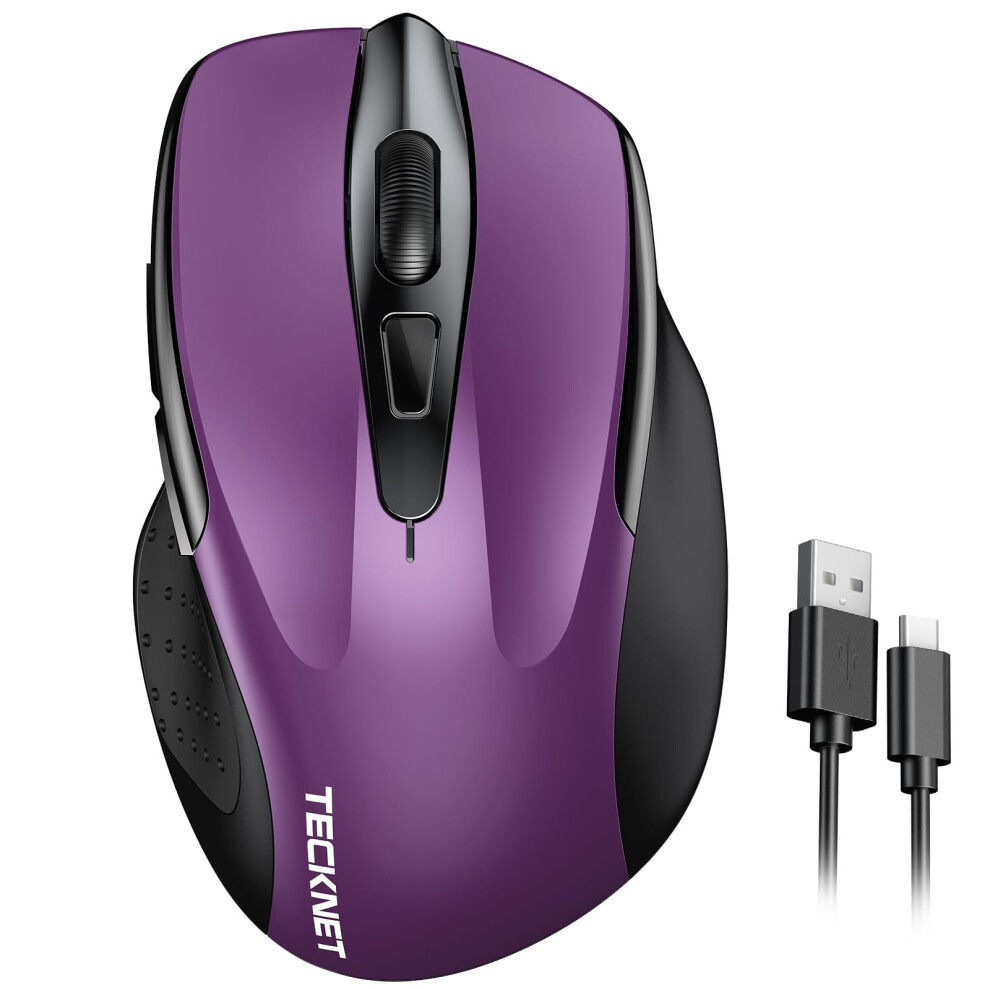 New Tecknet Rechargeable Wireless Mouse, Wireless Computer Mouse, Adjustable 4800Dpi Mouse, Silent Ergonomic Wireless Mouse For Laptop Pc Computer, Windows Mac Os Small