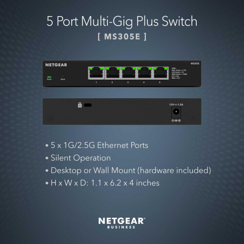 Netgear Switch Multigigabit - NETGEAR - 5PT Multigig Plus - 5 porte - 10 Gbit/s - Design compatto 1