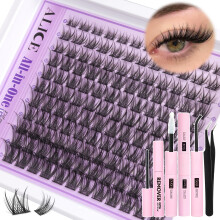 Wispy Lash Clusters Kit Natural Lash Extensions Kit DIY Cluster Eyelash Extensions C Curl 8-16mm Individual Lashes Kit with Lash Remover Bond and Seal