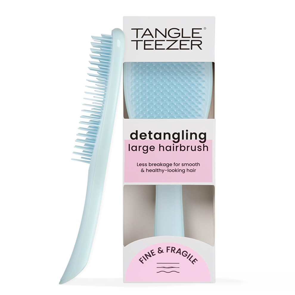 Large Fine and Fragile Ultimate Detangler Hairbrush for Coloured, Fine & Thin Hair - Two-Tiered Soft Flex Teeth Reduce Breakage & Pulling - Gentle on