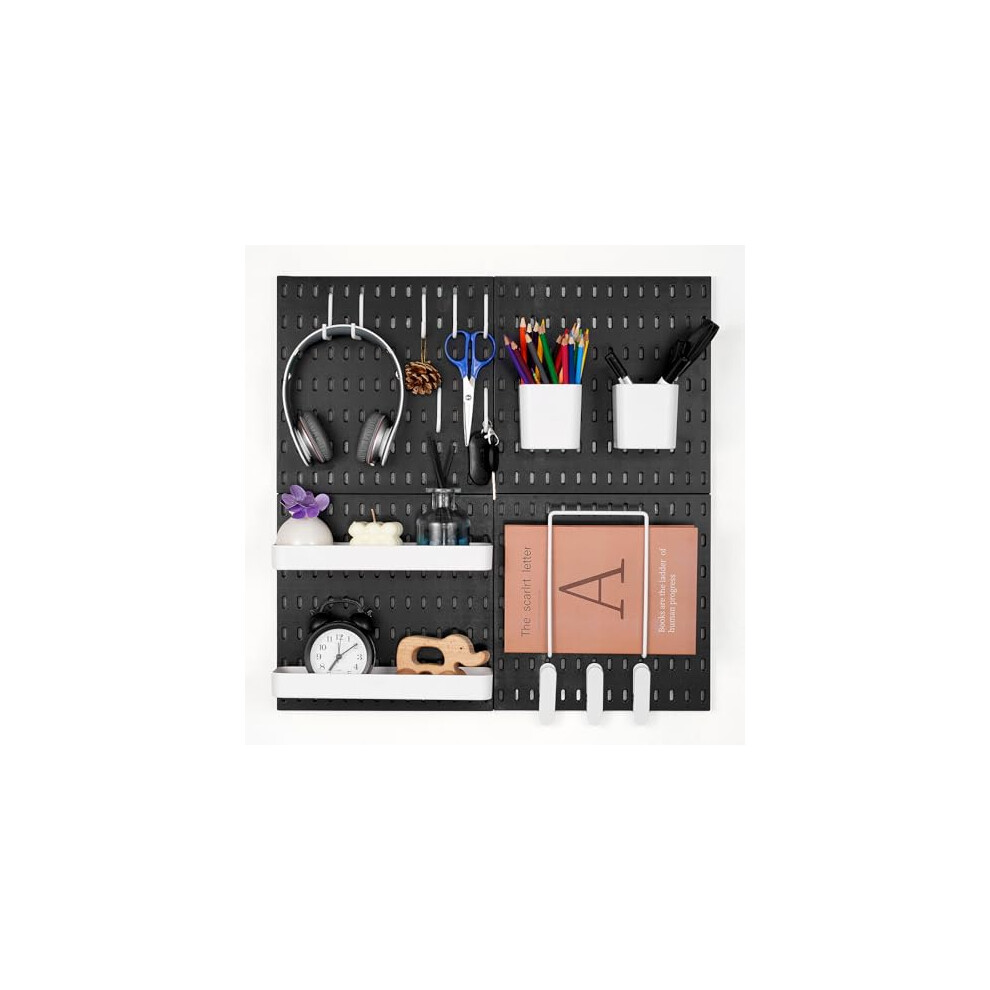 Pegboard Combination Kit, 11" x 11" Plastic Pegboard, 4 Panels, Peg Board Wall Organizer Kit with Accessories, for Garage Tool Storage Kitchen Living