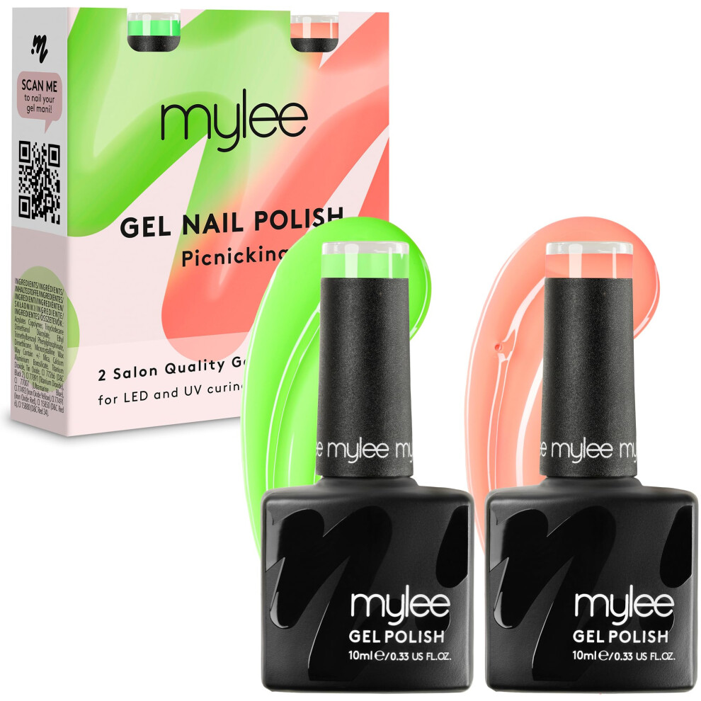 Gel Nail Polish Colour Set 2x10ml [Picnicking Duo] UV/LED Soak-Off Nail Art Manicure Pedicure for Professional, Salon & Home Use [Spring/Summer 2024]