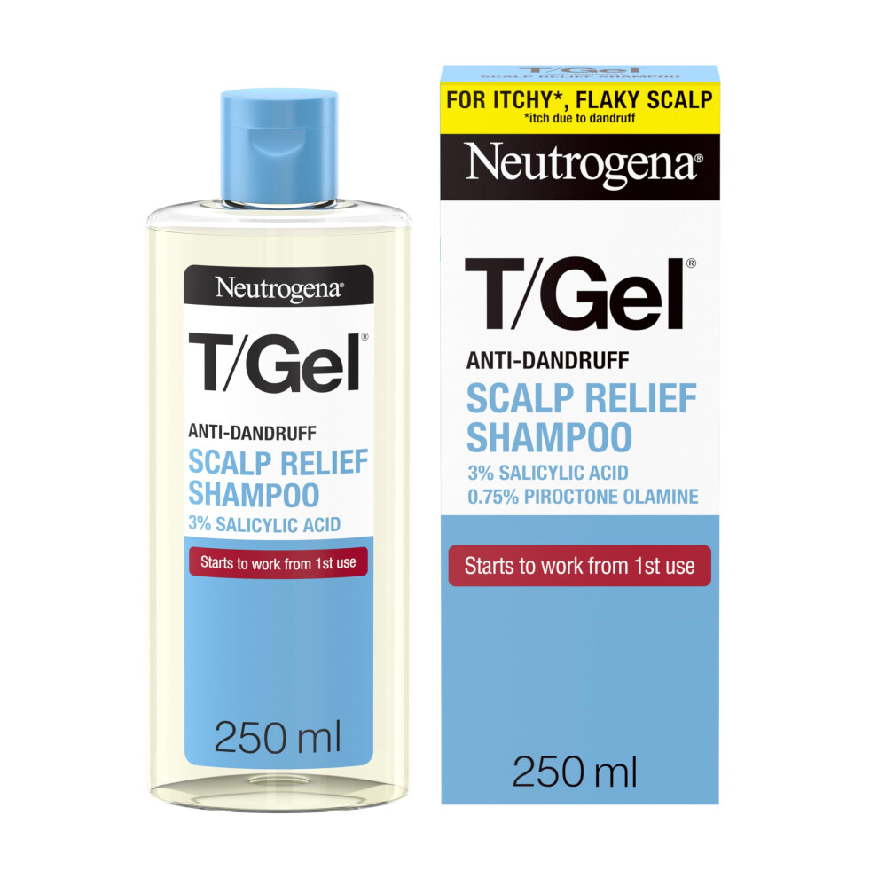 T/Gel Scalp Relief Anti-Dandruff Shampoo (1x250ml) With 3% Salicylic Acid, Clinically Proven Formula Fights Dandruff from First Wash
