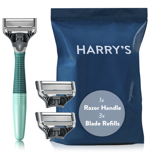 Harry's Starter Set, Includes Weighted Handle and 3 Razor Blade Refills