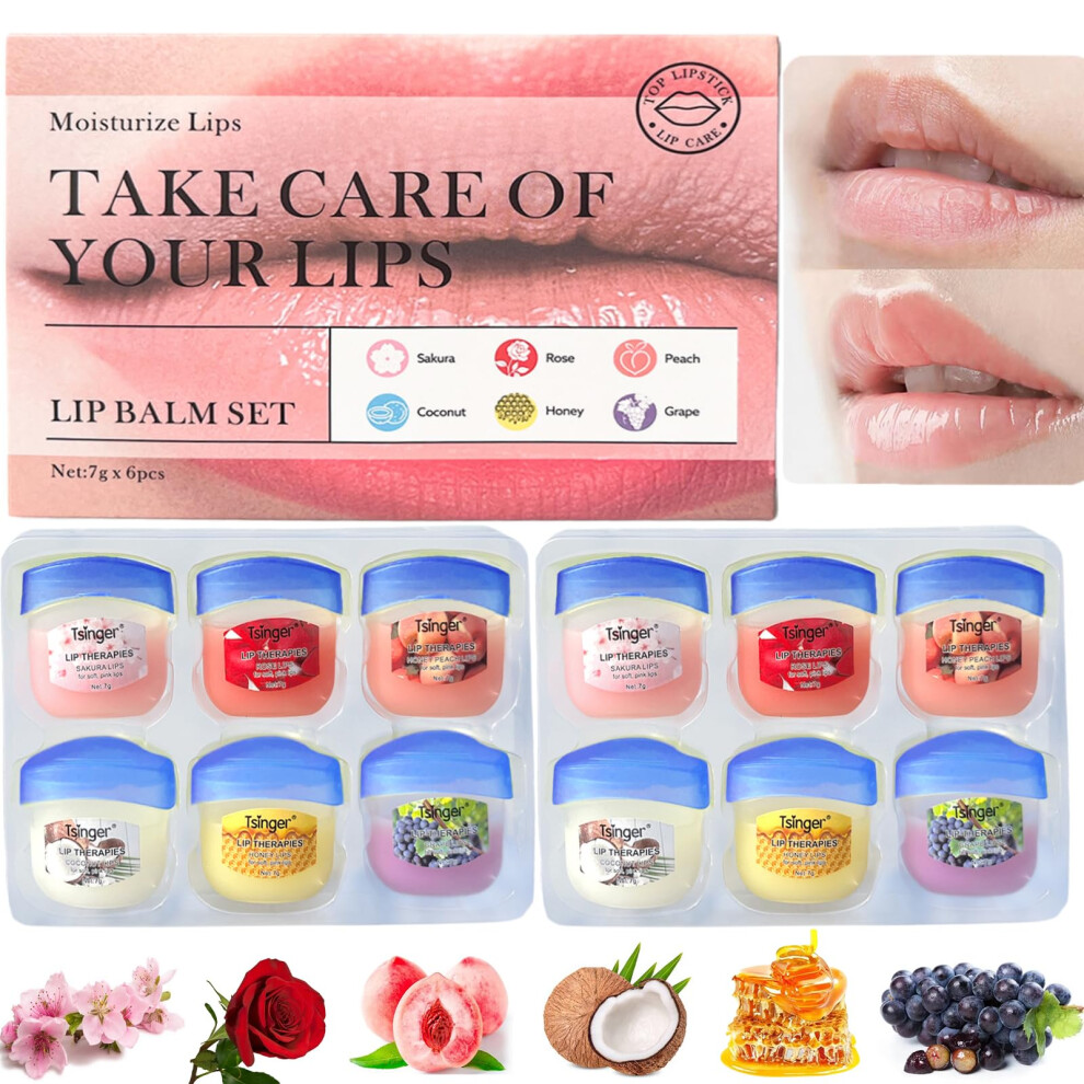 12 Pcs Lip Balm Set - Moisturising Day and Night Repair Lip Salve 6 Flavor Natural Girls Lip Balm - Best Lip Balm for Cracked Lips for Kids Mens Girls