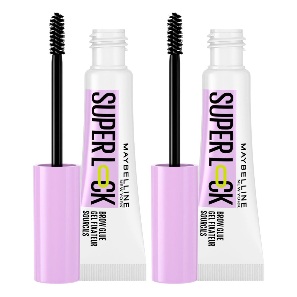 New York Superlock Brow Glue Transparent Eyebrow Gel 24H Laminating Fixing Effect Non-Stick Fixes Colour and Shape - Set of 2