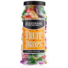 Original Fruit Drops Retro Boiled Sweets Gift Jar By Berrymans Sweet Shop - Classic Sweets, Traditional Taste.