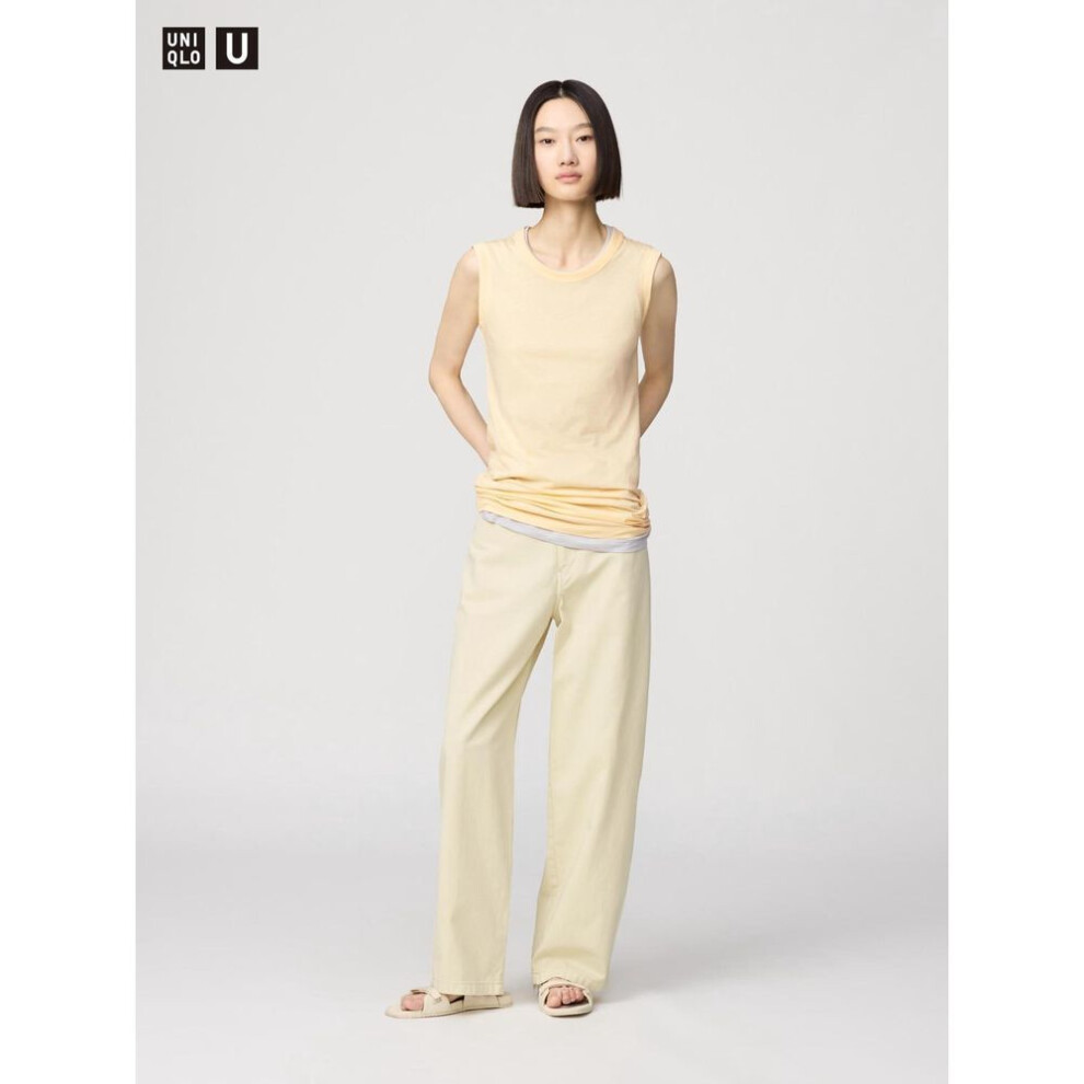 (31 BEIGE/61) Uniqlo Japan Cotton Wide Pants