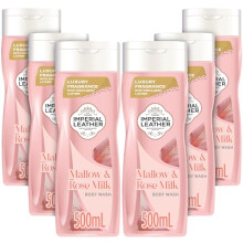 Mallow & Rose Milk Pampering Body Wash Shower Gel, Signature Oil Blend, Creamy Lather, Gentle Skin Care, Bulk Buy, Pack of 6x500ml