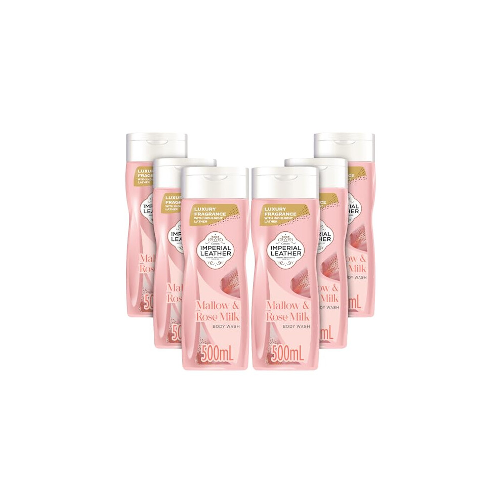 Mallow & Rose Milk Pampering Body Wash Shower Gel, Signature Oil Blend, Creamy Lather, Gentle Skin Care, Bulk Buy, Pack of 6x500ml