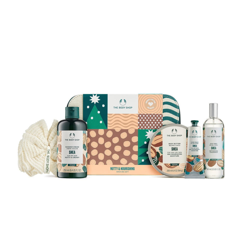 Nutty & Nourishing Shea Big Gift Set - Shower Cream + Body Butter + Hand Balm + Body Mist + Large Ramie Lily