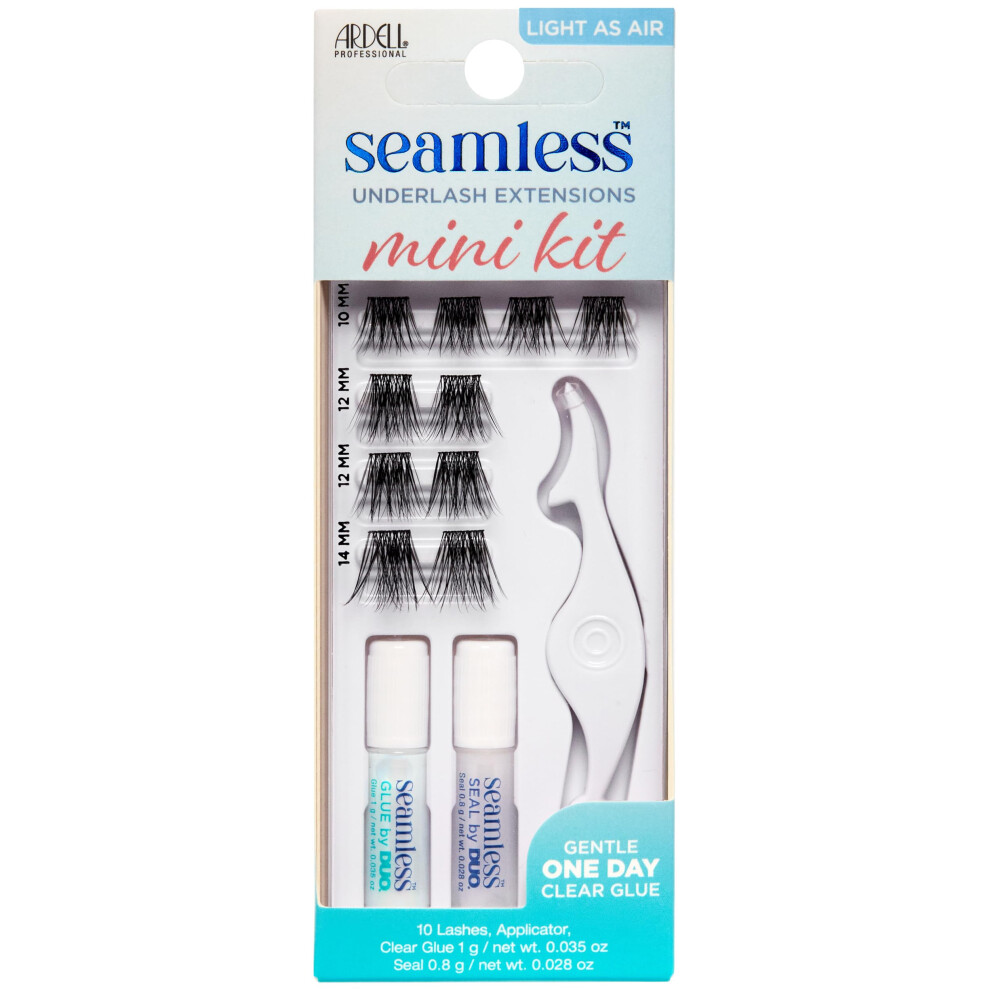 Seamless Underlash Extensions Mini Eyelash Kit, Light As Air Lash Extension Kit, includes Duo Glue & Seal & Applicator Tool, Customisable Eyelashes,