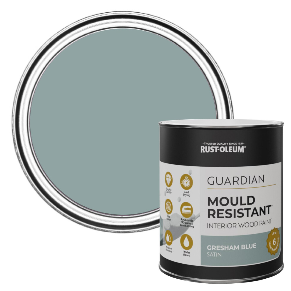 Rust-Oleum Guardian Mould Resistant Interior Wood Paint In Satin Finish - Gresham 750Ml Blue