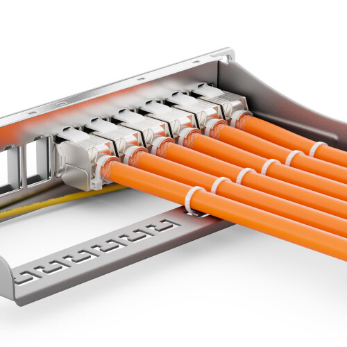12 Port CAT7 Patch Panel Set Patch Panel Distribution Panel Modular 1 U 10 Inch Rack Mounting + 12x CAT 7 Keystone Module RJ45 LAN Network 10 Gbit/s 2