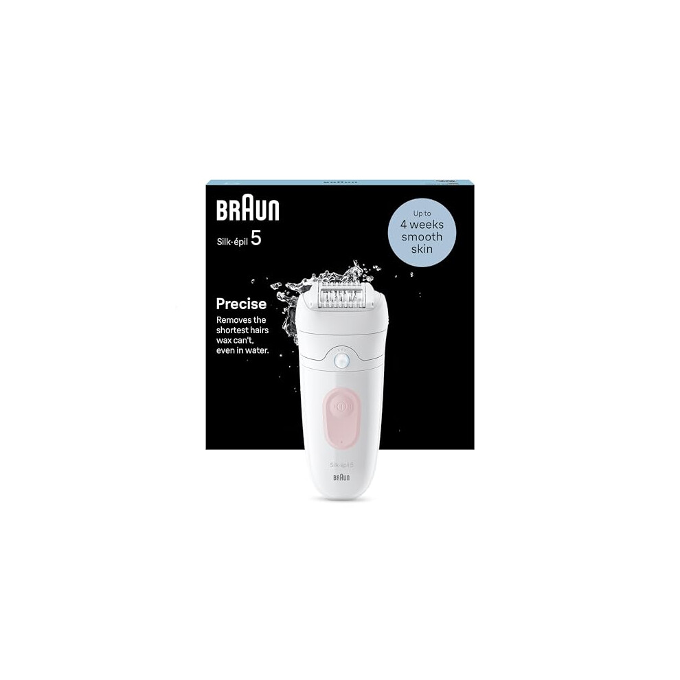 Braun Silk-Épil 5, Epilator For Easy Hair Removal, Wet & Dry, Lasting Smooth Skin, 5-000, /Flamingo White