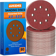 80PCS 125mm Sanding Discs: 8 Holes (40/60/80/120/150/180/240/320/400/600) Assorted Grits Sanding Pads - Hook and Loop Sandpaper Sheets for Random