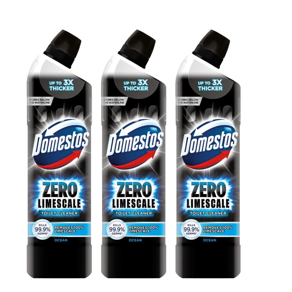 Zero Limescale Ocean Antibact Toilet Gel, 3 Packs of 750ml, Removes Dirt and Gives Zero LimeScale! Grab it Now to Keep Your Toilet Clean and Fresh!