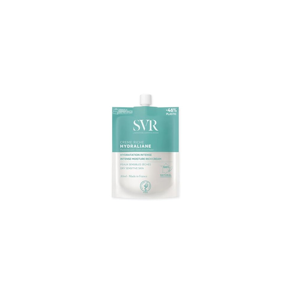 Svr Cream Hydraliane Intensive Hydrating Hyaluronic Acid Face Moisturiser For Sensitive Skin, 100% Natural Ingredients, 50Ml (Rich For Dry Skin)