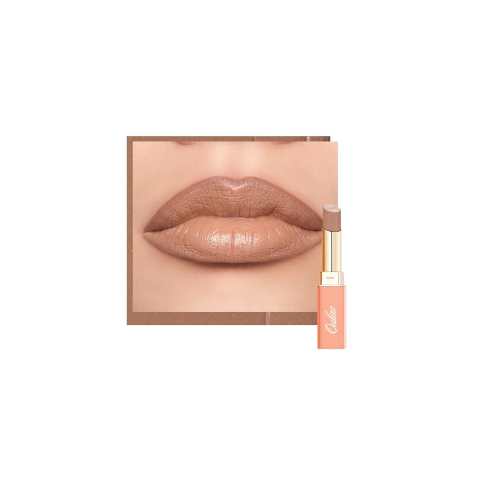 Oulac Color Rich Satin Lipstick - Nude Beige Full Coverage Lip Color Creamy Silky-Smooth Moisturizing Satin Matte Finish Infused With Shea Bu