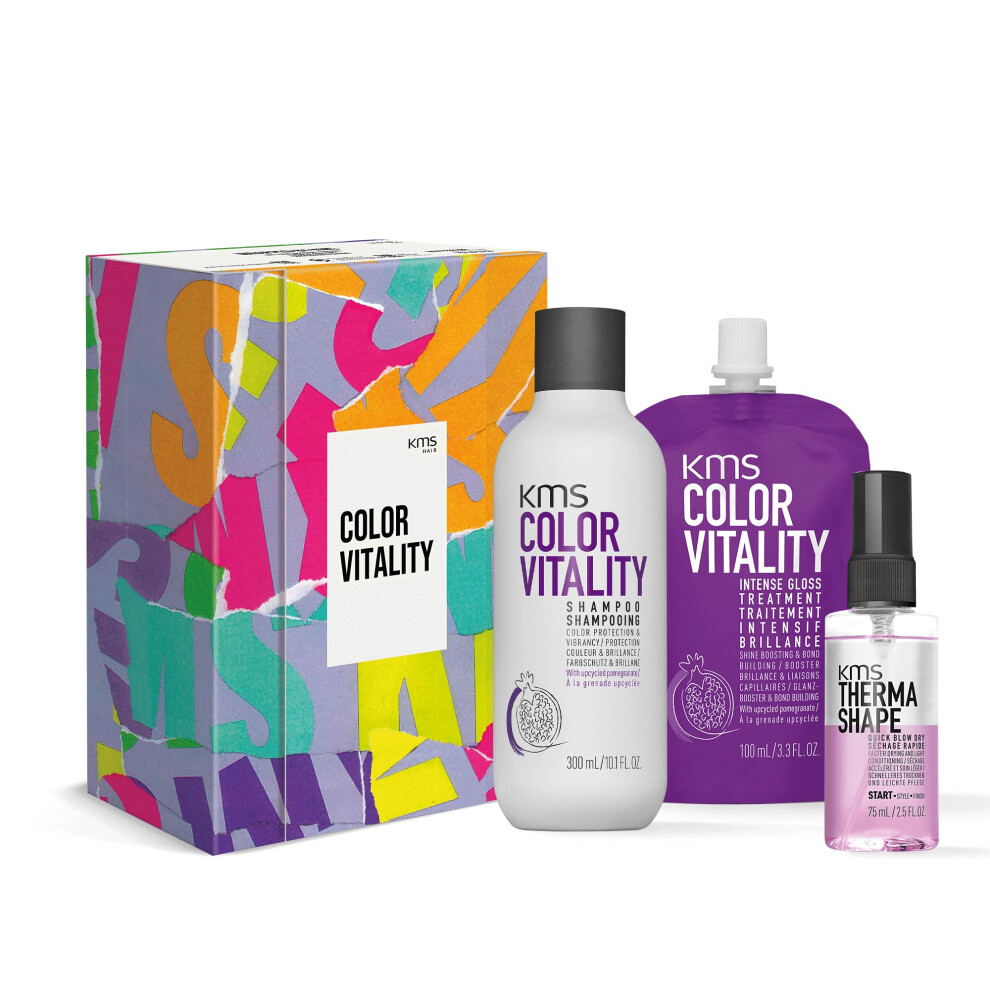 Color Vitality Set with Shampoo 300ml, Intense Gloss Treatment 100ml and Quick Blow Dry 75ml for Coloured Hair