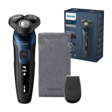 Shaver Series 5000 - Wet & Dry Electric Men's Shaver in Metallic Blue with Precision Trimmer and Soft Pouch Travel Case (Model S5465/18)