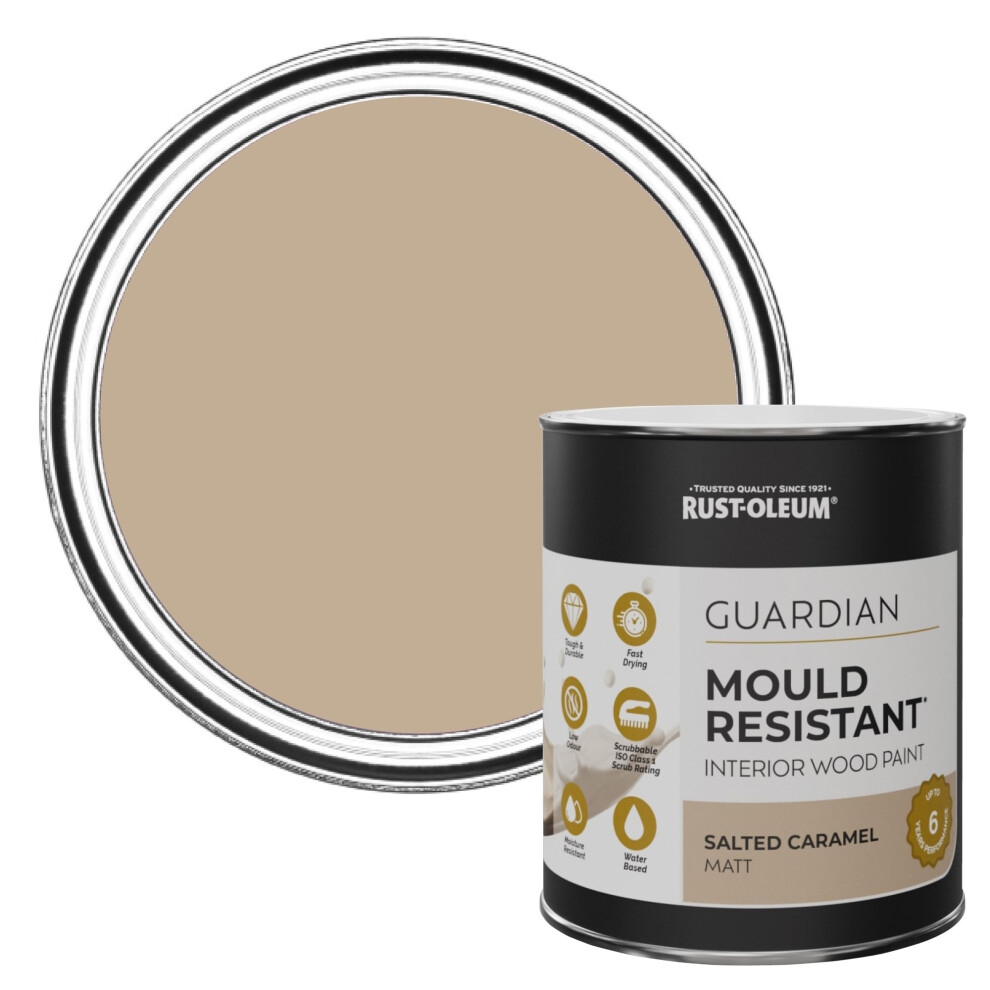 Rust-Oleum Guardian Mould Resistant Interior Wood Paint In Matt Finish - Salted Caramel 750Ml Brown