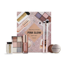 Revolution Beauty Pink Glow Get The Look Makeup Gift Set, 6-Piece Gift Set with Eye Brushes, Balm, Eyeshadow, Lip Shimmer, & Body Glitter,