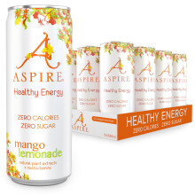 Mango Lemonade Healthy Energy Drink – 12 x 330ml Cans – Zero Calories & Zero Sugar – Natural Plant Based Caffeine - Vegan & Gluten Free…