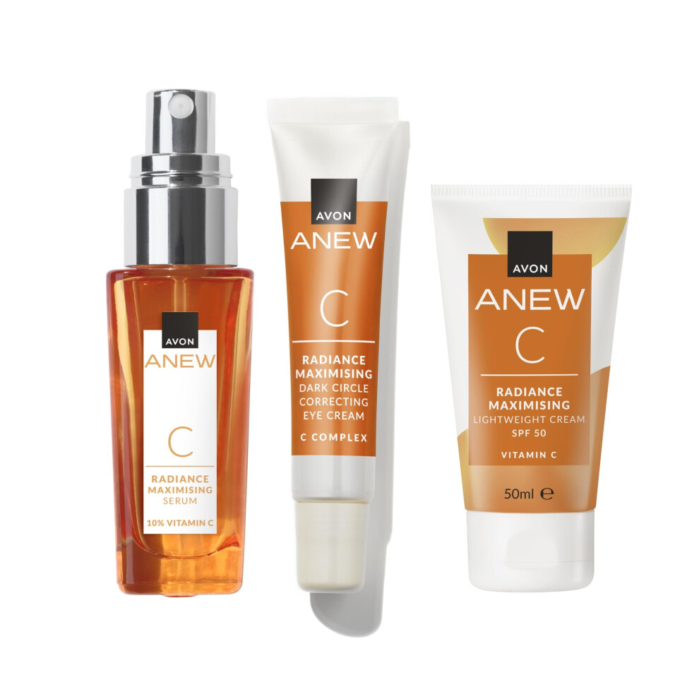 Anew Glow-Giving Vitamin C Trio, Radiance Boost & Dark Circle Correction, All in One Skincare Routine, Co-created by Dermatologists and Scientists,