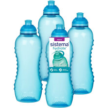 Squeeze Twist 'n' Sip Sports Water Bottles | 460 ml | Leakproof Kids Water Bottles | BPA-Free | Blue | 4 Count