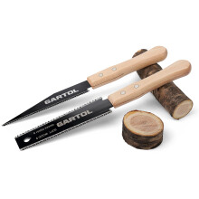GARTOL 2-Piece Japanese Hand Saw Set: 6-Inch Flush Cut & Double-Edged Ryoba Saw, SK5 Steel, Wooden Handle - Precision DIY Woodworking