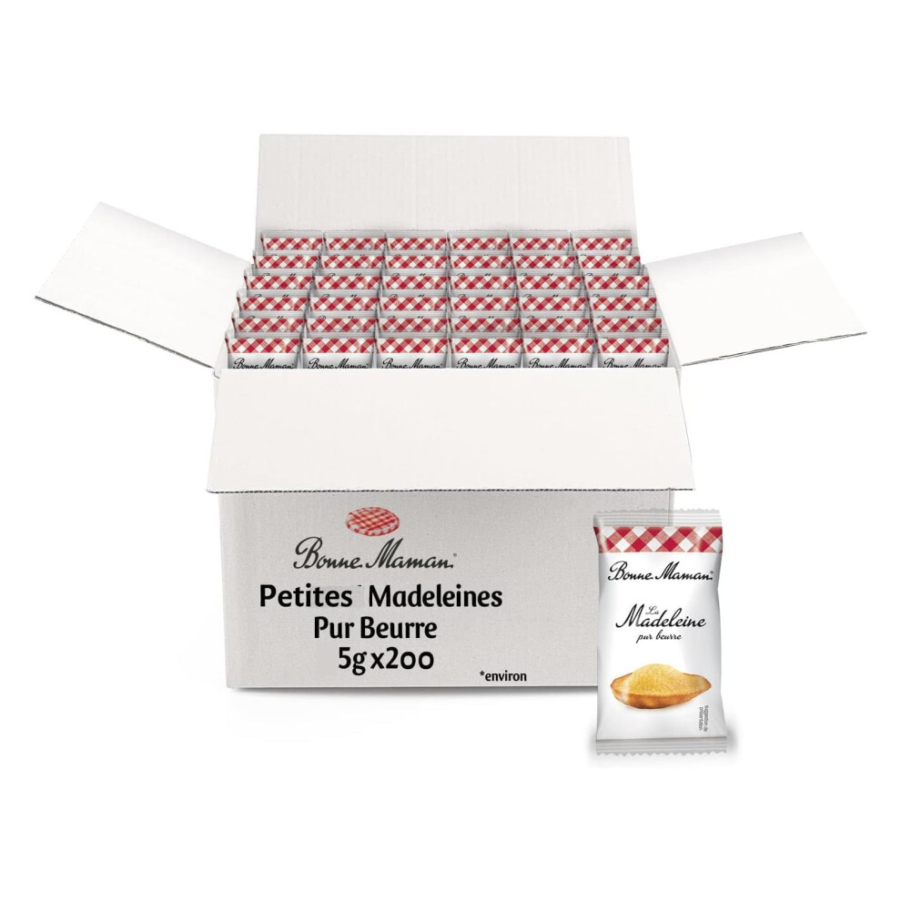 Bonne Maman Bonne-Maman - 200 Small Madeleines - Perfect For Coffee Side, Individually Wrapped - Petites Madeleines Authentiques - 200 Pieces Dispenser - 1Kg Box