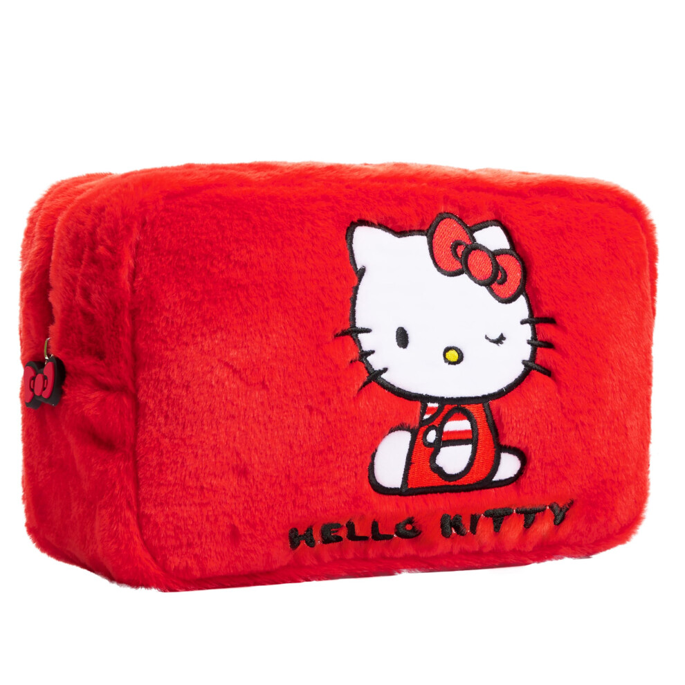 Fluffy Makeup Bag, Kawaii Toiletry Bag for Women Teens Girls, Cute Portable Zipped Cosmetics Makeup Pouch Travel, Anime Gifts for Her