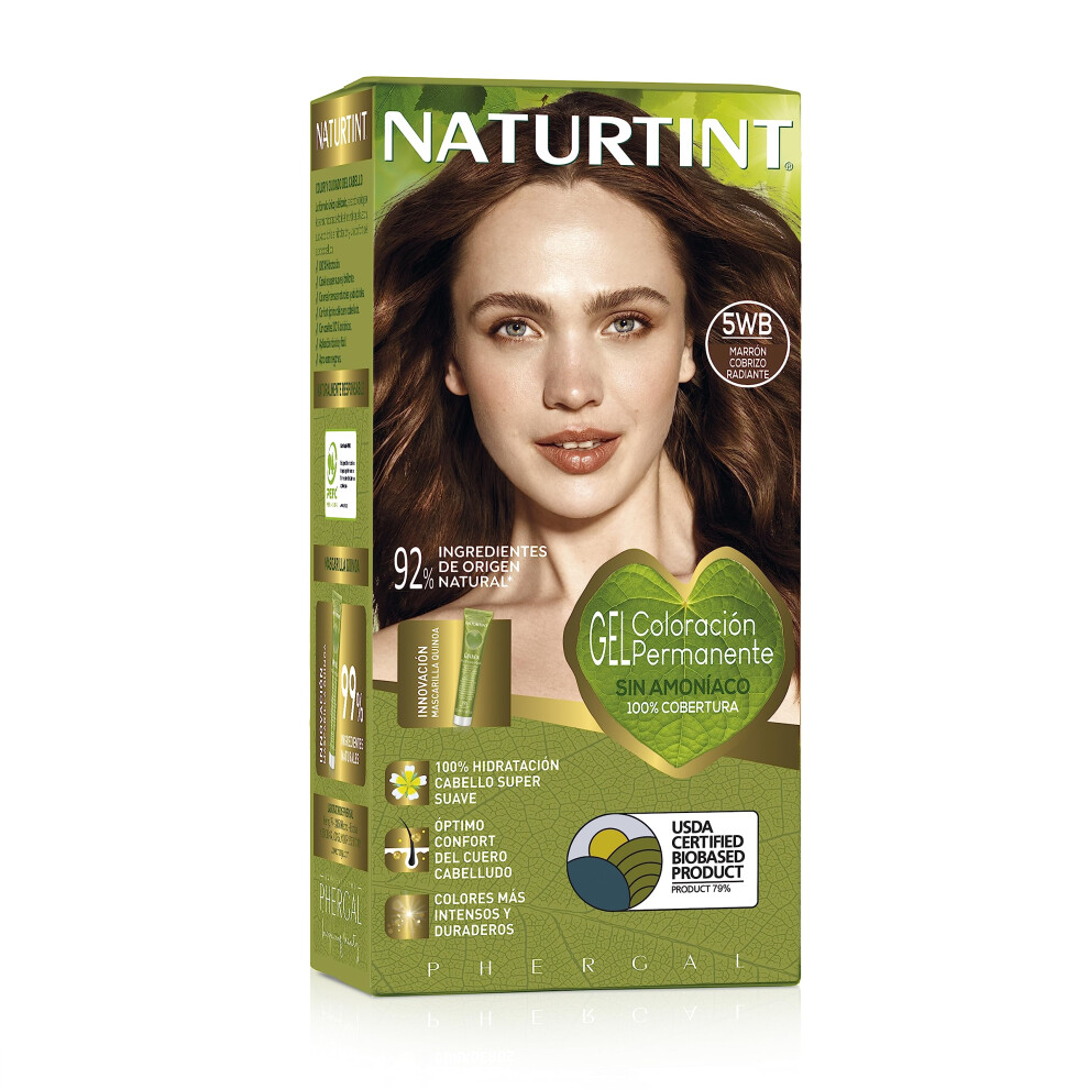 Naturtint Brown Biobased, Permanent Colouring Without Ammonia, 100% Gray Coverage, Hair Dye, Natural Ingredients, Intense Color, Natural And Durable, 5Wb Copper