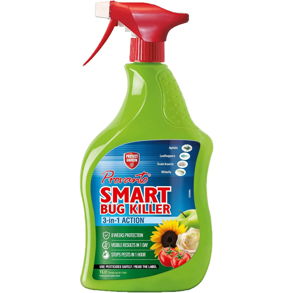 AMK Provanto Smart Bug Killer Ready to Use 1L Spray Insect Pest Control On Vegetables Fruits Flowers Greenflies Blackfly Greenfly Whitefly Suitable
