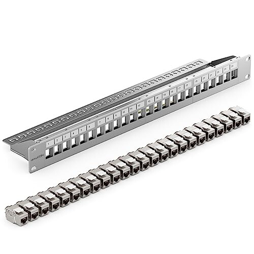 24 Port CAT7 Patch Panel Set Patch Panel Distribution Panel Modular 1 U 19 Inch Rack Mounting + 24x CAT 7 Keystone Module RJ45 LAN Network 10 Gbit/s