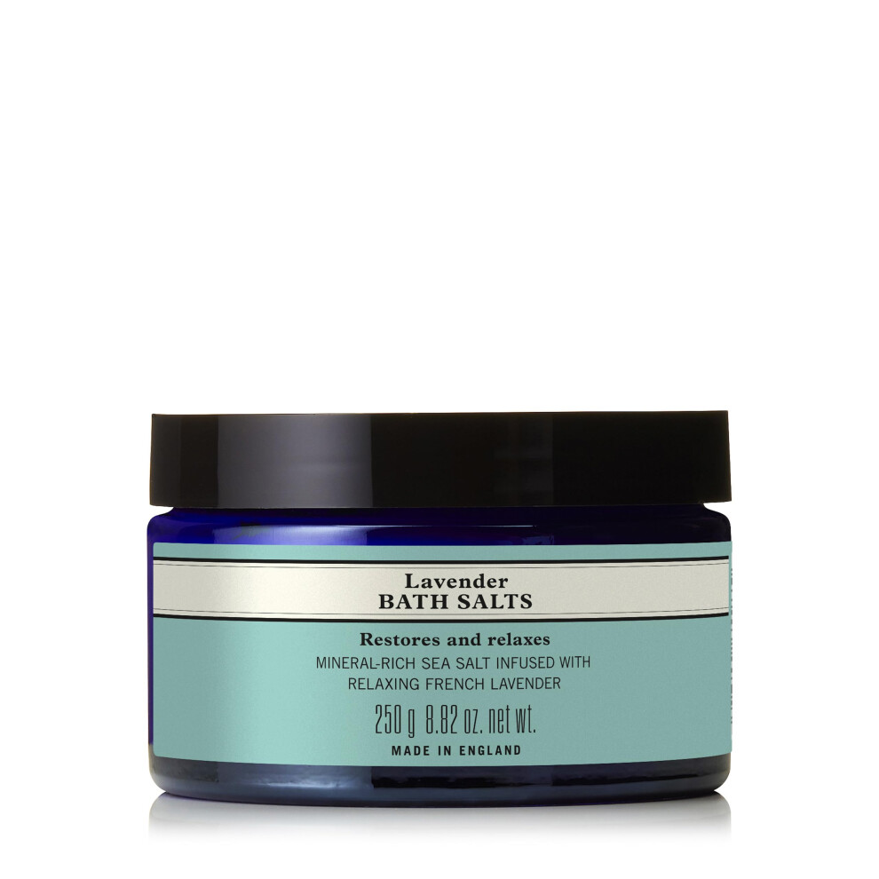Lavender Bath Salts, Calming & Restorative Salt Crystals with Essential Oils, Vegan & Cruelty-Free, 250g