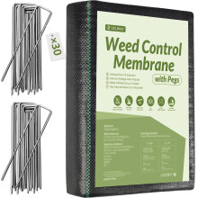 Weed Control Membrane 1x10M - with 30 Garden Pegs Heavy Duty Weed Control Barrier Fabric Landscaping Ground Cover Weed Suppressant Membrane for