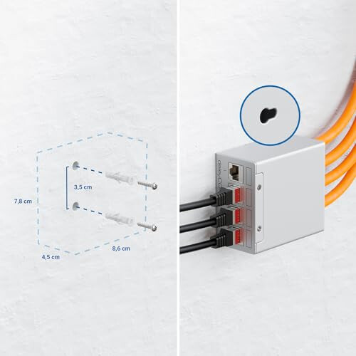 4 Port Patch Panel Set Patch Field Distribution Panel 1HE + 4x RJ45 Keystone Jack Modules STP CAT6a Compatible with CAT5 CAT6 CAT7 Installation Cable 2