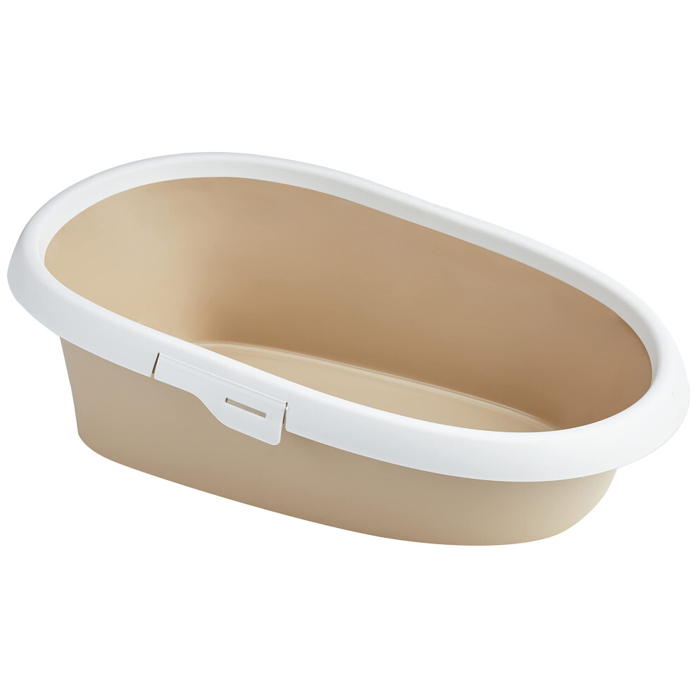 Paulo Cat Litter Tray with Rim, 58 x 39 x 17 cm, Taupe/Cream