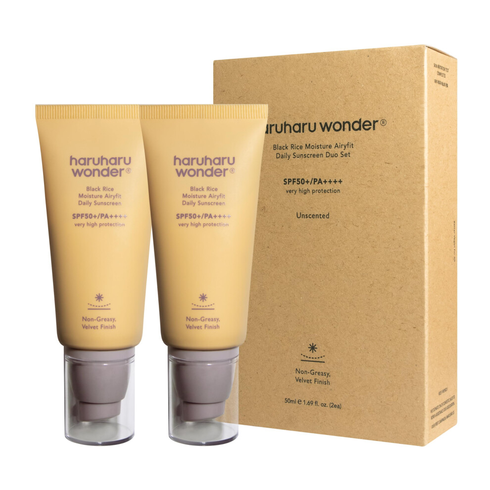 Haruharu Wonder Black Rice Moisture Airyfit Daily Sunscreen 50Ml, Spf50+/Pa++++, Broad Spectrum Uva/Uvb, Octinoxate & Oxybenzone Free, Hyaluronic Acid,